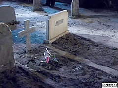 Her dead friends emerge out of the grave and coming for her