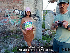 HUNT4K. Slutty brunette enjoys a passionate anal fuck with a stranger