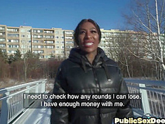 Fooled ebony slut drilled by stranger in POV