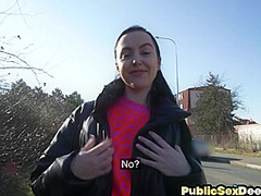 Pickedup cute slut cockriding in public