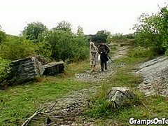 Chubby teen and oldie on grandpa cock