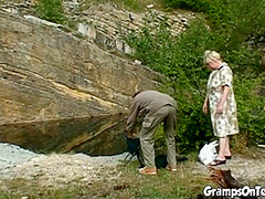 Chubby teen and oldie on grandpa cock