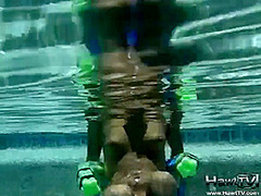 Babe on lilo naked in the sun