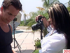 Male model fucking his big tits milf talent manager outdoors