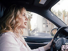 21yo blonde lesbo pussylicked by cute GF in public