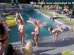 Ember Snow, Cali Carter And Jojo Kiss In Friends Go Really Wild During The Party In The Pool