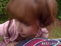 Dirty Jap teen Anna Anjo gives oral job in outdoor getting off video, uncensored XXX JAV!