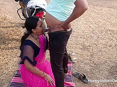 Indian Wife Outdoor Blowjob Licking Fingered and Fucked