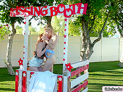 College lesbian teens pussy licking in public kissing booth