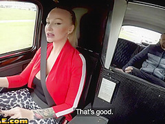 Busty Cabbie Cockriding After Sucking On Backseat Of Taxi