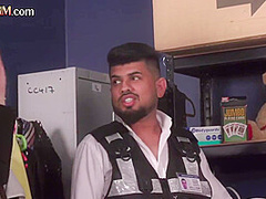 Naughty cute CFNM babes giving BJ and HJ