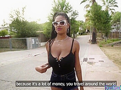 Ebony Tina With Huge Tits Gets Fucked In Public For Money