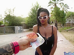 Ebony Tina With Huge Tits Gets Fucked In Public For Money