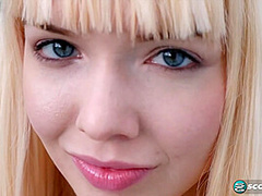 Yoga chick Sveera stretches outside and then loses her yoga clothes, spreads and fingers her snatch.