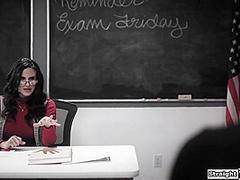 Teen fucks her big tit teachers stepson to get her grades up