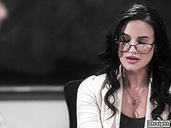 Teen fucks her big tit teachers stepson to get her grades up