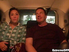 Asian look cock slut fucked hard in sex shop