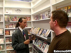 Asian look cock slut fucked hard in sex shop