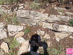 Cute Girl Sucking Stranger Dick Outdoor While Hiking - He Fucked Her