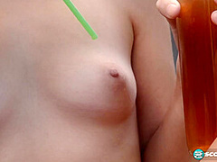 Brooke Haze models her new string bikini in an outdoor shower. She's tiny and horny as hell.