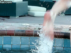 Jacuzzi bisex party with swinger throuple
