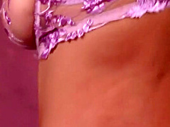 Sensual stockings voyeur teasing lad