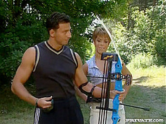 Judytha Bella Lets Her Archery Coach and His Friend Give Her a DP - Private Porn Sex Videos