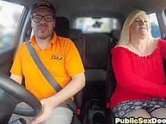 Dashcam amateur granny fucks instructor