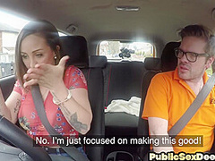 Dashcam learner driver riding teacher cock