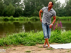 Sensual Sex Near The River With Romantic Couple Of Big Tits Brunette Girls