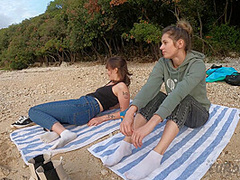 Day On The Beach With Josie And Sofie Skinny Dipping And Enjoying Being Nude Outdoors For Sunset