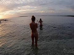 Day On The Beach With Josie And Sofie Skinny Dipping And Enjoying Being Nude Outdoors For Sunset