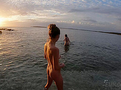 Day On The Beach With Josie And Sofie Skinny Dipping And Enjoying Being Nude Outdoors For Sunset