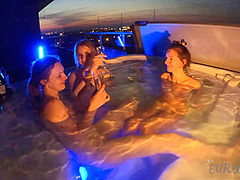 Priavate Jacuzzi Summer Nights With Rebeka Ruby Melonie And Lea Touching Fingering And Late Night