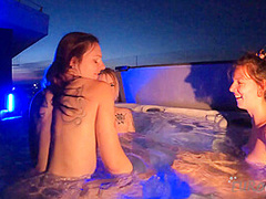 Priavate Jacuzzi Summer Nights With Rebeka Ruby Melonie And Lea Touching Fingering And Late Night