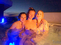 Priavate Jacuzzi Summer Nights With Rebeka Ruby Melonie And Lea Touching Fingering And Late Night