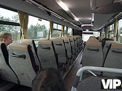 VIP4K. Pretty big titted lady is fucking in the bus