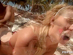 Angelina Love and Sabrina Sweet Fuck Lucky Dude on Beach - Private Porn Sex Videos
