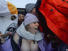 Dp With A Snow Angel With Mick Blue, Damon Dice, Angel Youngs - Brazzers