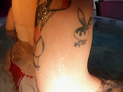 Underwater Jacuzzi Glass Dildo Masturbation Hot Petite Tattoo Model Dora Enjoys Sunset