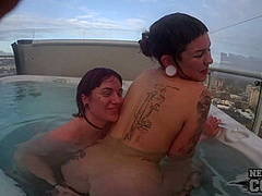 Snowy Day Underwater Jacuzzi Lesbians Dildo Playing Ellah With Sam