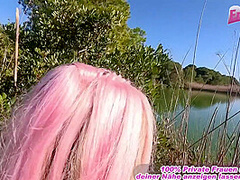 German amateur teen gets fucked outdoors by stranger man