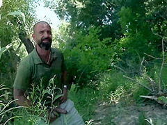 tattooed MILF surprised while sunbathing