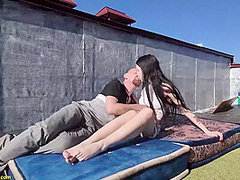 skinny milf ass fucked on a public roof