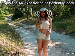 Busty Forest Nymph Pleasures Herself by the Road! Natural Curves & Breathtaking View at Perfect18