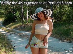 Busty Forest Nymph Pleasures Herself by the Road! Natural Curves & Breathtaking View at Perfect18