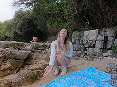 Spending Time On A Secluded Nude Beach With Melonie Fingering Her Asshole Outdoors