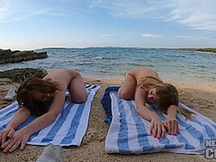 Nude Yoga On Private Secluded Tropical Beach With Mira And Katrina Stretching