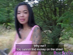 Pulled busty bitch doggyfucked outdoor