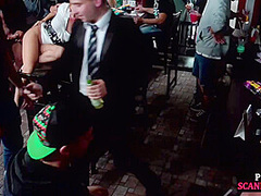 Bigtitted blondie pussyfucked in pub